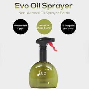 Evo Mini Non-Aerosol Oil Sprayer Bottles Set of 2 – 8oz Refillable Cooking Spray
